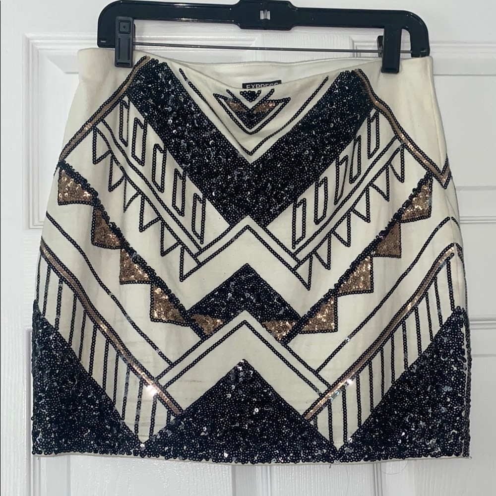 Black & Gold Sequin Mini Skirt